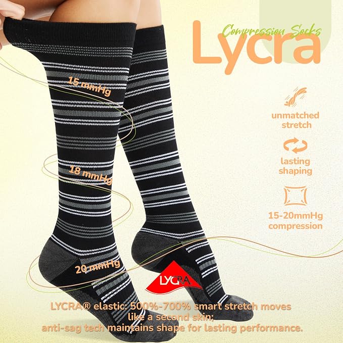 Merino Wool Compression Socks for Women Men 15-20 mmHg for flying | Soft & Breathable for Travel, Running - Image 5