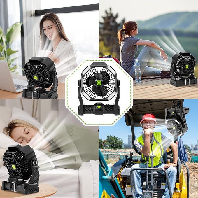 Battery Powered Fan Rechargeable Portable Camping Fan Tent with Light | 20000mAh Cordless Battery Operated Camping Fans with Light,USB Personal Fans Outdoor Camping Essentials Beach Tent for Travel - Image 7