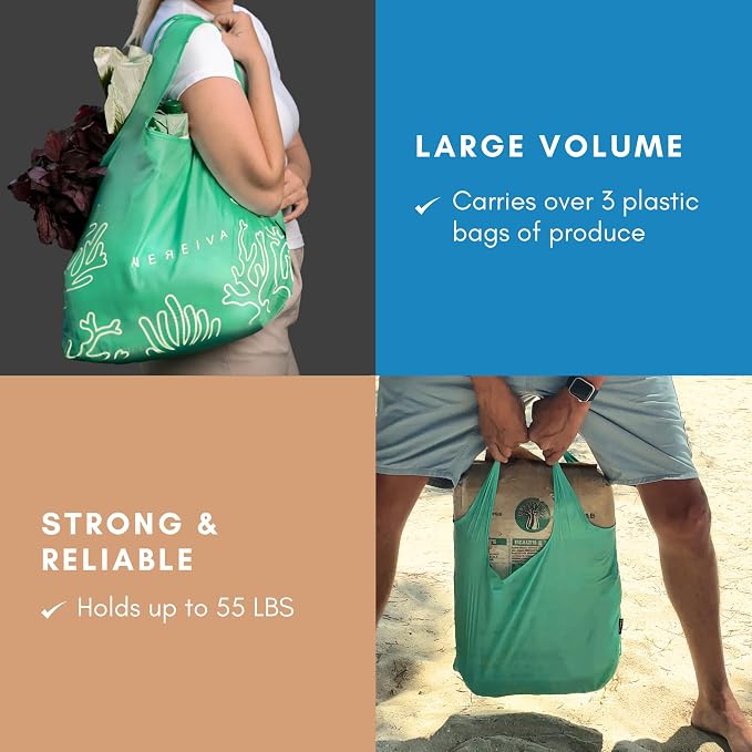 55 Pound Reusable Shopping Bag - Folds into a Small Pouch - Washable Reusable Grocery Bag, Durable & Stylish with handles for Easy Shoulder or Hand Carry - Image 3