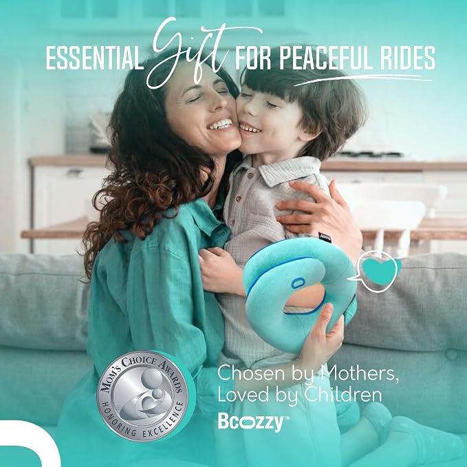BCOZZY Kids Travel Neck Pillow (3-7 Y/O)- Patented Soft Toddler Pillow for Head & Chin Support in Car Seat, Airplane, and Road Trip Sleeping. Adjustable Size. Fully Washable. Carry Bag. Small, Gray - Image 9