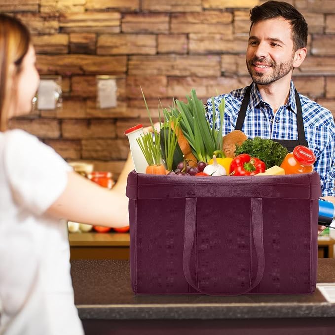 Reusable Grocery Shopping Bags 10 Pack Large Foldable Tote Bags Bulk | Eco Produce Bags with Long Handle for Shopping Groceries Clothes (5 Assorted Colors) - Image 3