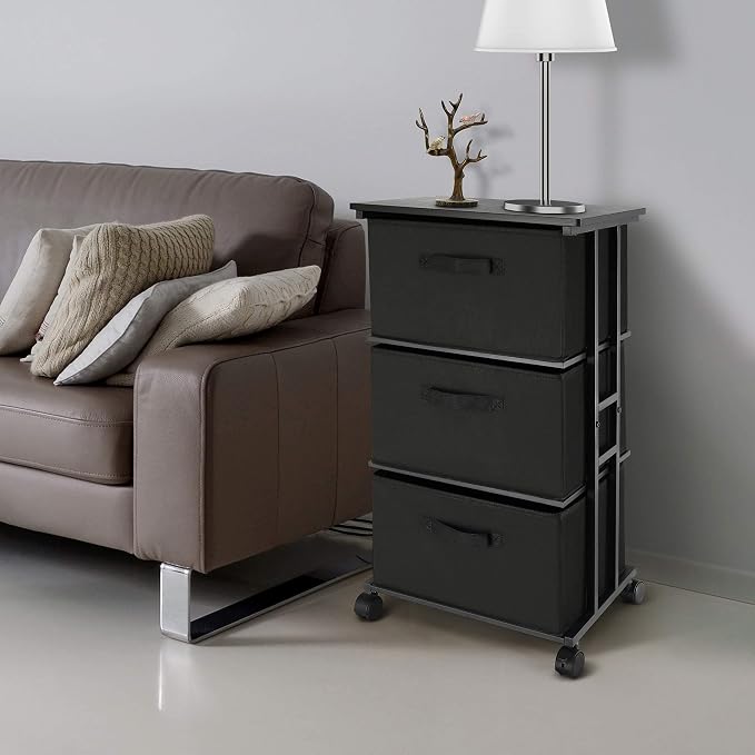 MAX Houser Dresser Storage with 3 Drawers, Fabric Dresser Tower, Vertical Storage Unit for Bedroom, Closet, Office, Black - Image 5