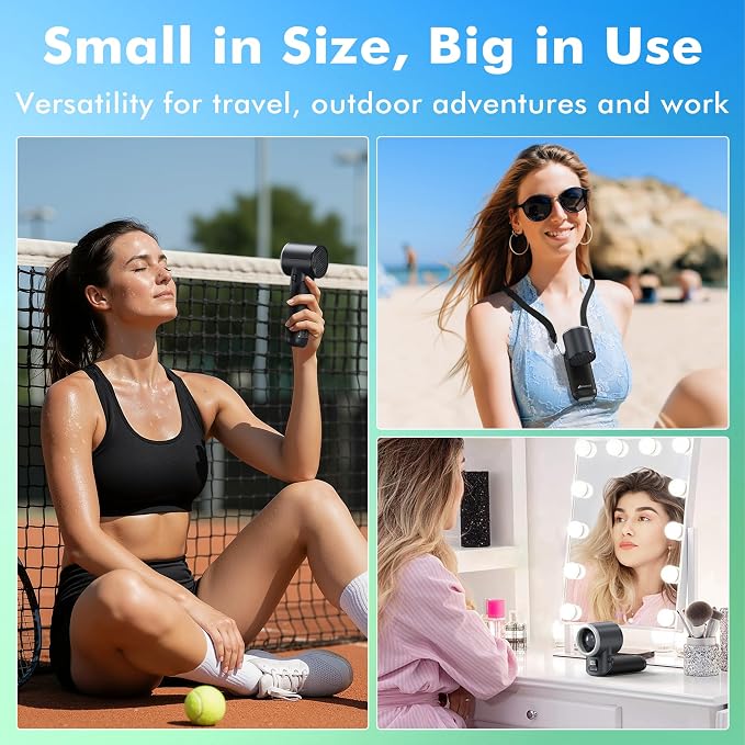AMACOOL Portable Handheld Turbo Fan丨5 Speed Foldable Hand Fans丨Max 20 Hours Runtime丨Rechargeable Mini Pocket Cooling Fan for Travel, Outdoor Activities, Gifts for Women - Image 4