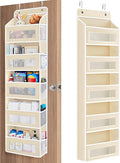 JARLINK Over the Door Organizer for Bedroom, Pantry Bathroom, 5 Shelf Beige | Anti-Tilt Design, 44 lb Load Capacity, Hanging Door Organizer with 5 Large Capacity Pockets, Behind Door Storage for Nursery by JARLINK