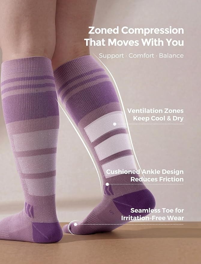 Momcozy Compression Socks for Women, 20-30 mmHg for Flying, Travel & Sports | 20-30 mmHg option: Enhanced support with zoned compression, Lycra fiber for lasting elasticity, silver-infused for freshness - Image 2