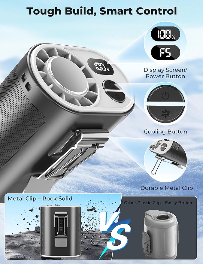 Portable Waist Fan with Ice Cooling, Instant Chill to 50℉, Mother Father Day Gifts for Mom Dad, Belt Clip Fan for Blue Collar Travel Camping Essentials, 12000RPM Cool Gadgets for Men Women 2026 - Image 4