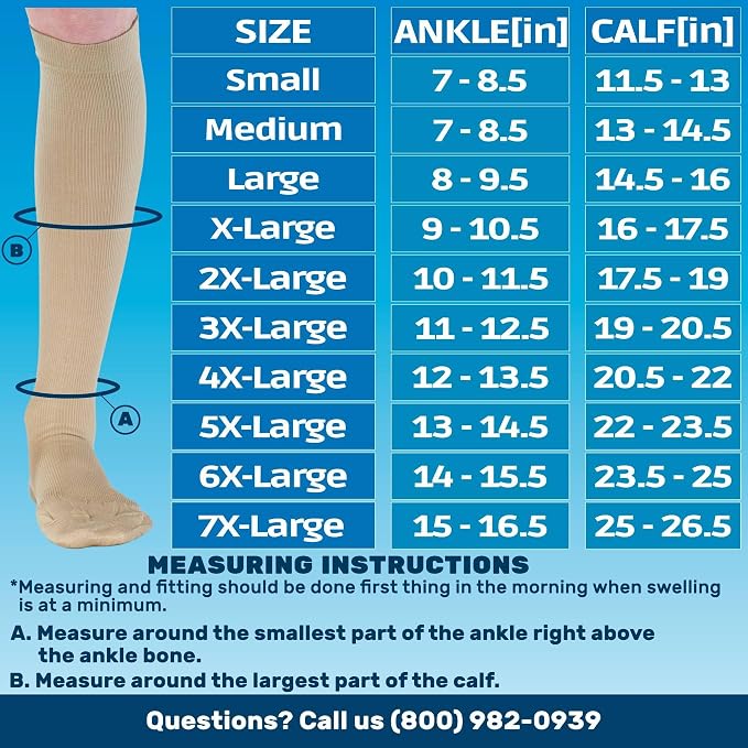 ABSOLUTE SUPPORT Cotton Knee High Compression Hose 20-30mmHg | Made in USA opaque dress socks, men & women, for varicose veins, circulation, swelling, pregnancy, leg pain, travel, A105 - Image 2