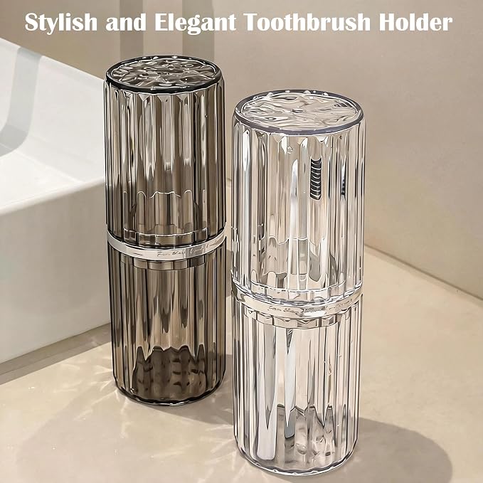 2-in-1 Toothbrush Travel Case with Rinse Cups | BPA-Free & Dustproof, Portable Toothbrush Holder, Toothbrush Case For Traveling Camping Dorm Business Trip Bathroom - Image 7