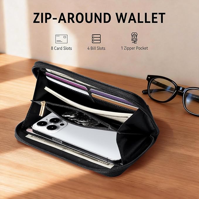 Travelambo Wristlet Wallet Women RFID Bifold Large Capacity Clutch Purse | Tassel, Zipper Coin Pocket, Card Holder Wallet, Gifts for Women - Image 2