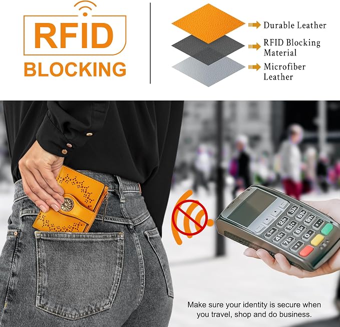 Tipmile Small Wallet for Women Bifold RFID Blocking Card Holder Leather Wallets with Zipper Coin Pocket - Image 3