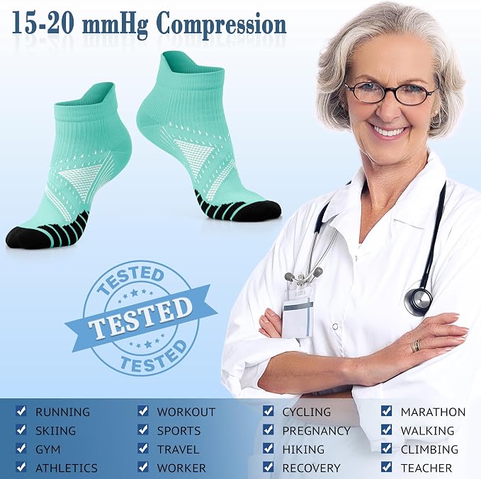 CHARMKING Compression Socks for Women & Men Circulation 15-20 mmHg is Best for Athletic Running Cycling Nurse Daily Wear - Image 5