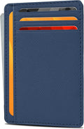 Leather Slim Minimalist RFID Blocking Front Pocket Wallet, Jeans Blue by OakLeathers