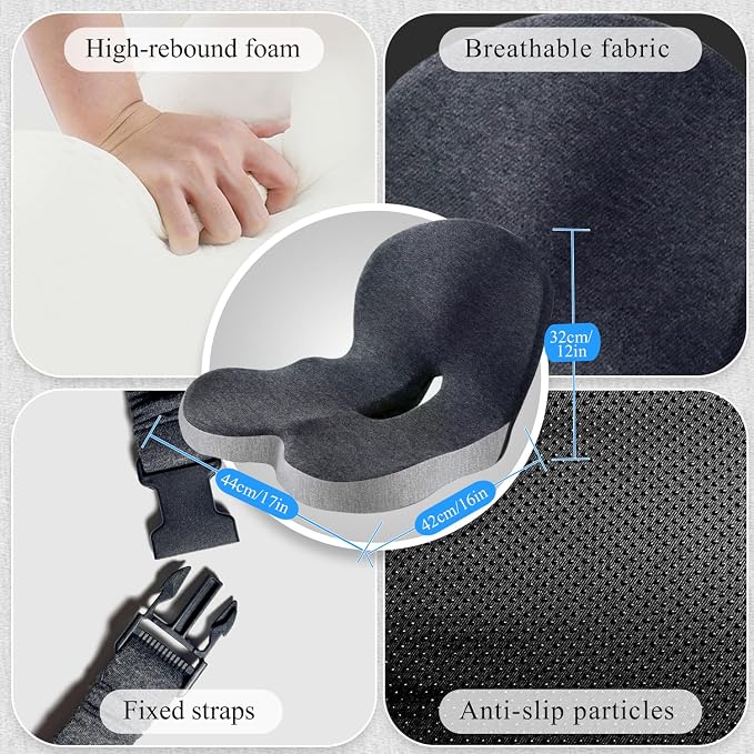 Seat Cushion with Lumbar Support Pillow, Back and Seat Cushion for Office | Ergonomic L-Shaped Car Seat Cushion for Cars, Wheelchairs, Truck Seat Cushion for Sciatica & Lower Back Pain Relief - Image 2