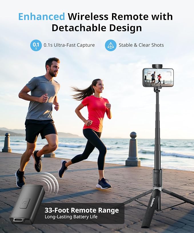 Fuloview 72'' Selfie Stick Tripod,Tripod for iPhone Wireless Remote for Selfies,Group Photograph,Video Recording. Phone Stand Compatible with iPhone Android Phone,Camera - Image 3