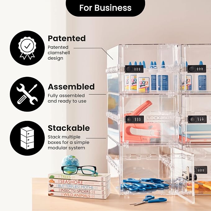 Lockabox One™ | Premium Lock Box | Medium Combination Lock Box For Food, Medicine & Home Safety | External Size 12 x 8 x 6.6 inches (Crystal) - Image 10