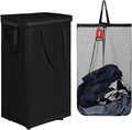 DOKEHOM 90L X-Large Rolling Laundry Basket Hamper on Wheels, Black | Collapsible clothes hamper with removable mesh wash bag. High-capacity foldable washing bin organizer by DOKEHOM