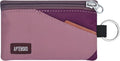 RFID Blocking Travel Wallet with Adjustable Lanyard, Small Nylon Zipper Pouch and Badge Holder for ID, Credit Cards, Cash, Keys, Commuters (Mauve+Plum Wine) by APTENSKO