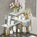ZHWS Bathroom Counter Organizer Corner Shelf – Bathroom Organization Bamboo 3 Tier Spice Rack Makeup Organizer Bookshelf Space Saving Rack Kitchen Office Living Room (White) by ZHWS