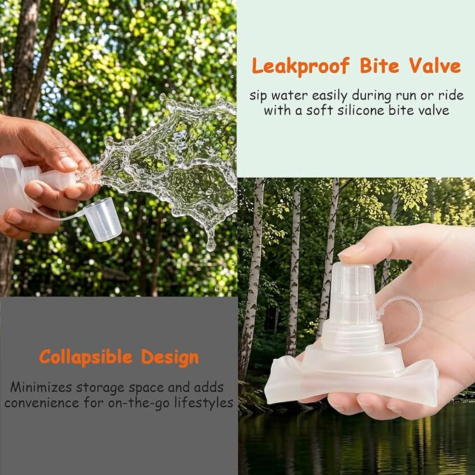 Flexible Running Bottles - Two Pack: 500ml/17oz, Foldable, BPA/PVC Free Soft Flask for Hydration Vests and Running Packs,Collapsible Leak-proof Pocket Bottle for Jogging, Hiking, Cycling, Climbing - Image 4