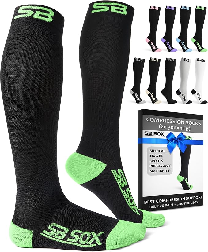SB SOX Compression Socks for Men & Women (20-30mmHg) | Best Quality Compression Socks for Flying, Medical, Sports, Wide Calf Fit, Pregnancy, and Daily Wear. Trusted since 2016. by SBSOX