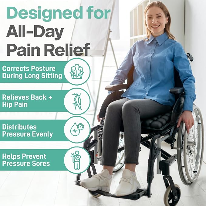 Airplane Seat Cushion, Travel Seat Cushion, Inflatable Wheelchair Cushion for Office Chairs, Stadium Seats with Built in Pump, Car, Office Chair, Tailbone Pain Relief - Image 5
