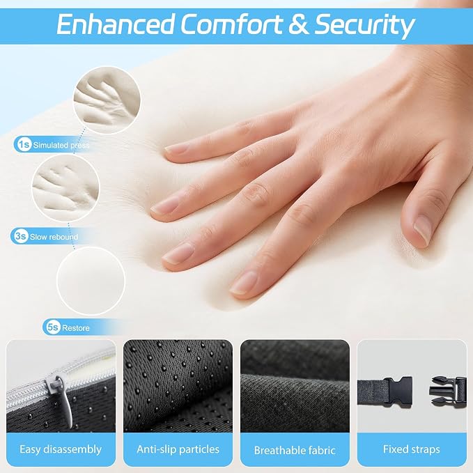 Truck Driver Seat Cushion, Memory Foam L-Shaped Ergonomic Cushion for Office Chairs, Comfort & Support for Long Sitting - Image 6