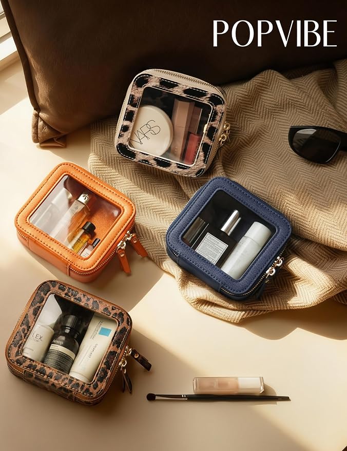 Clear Makeup Bag with Zipper Small Travel Cosmetic Case Orange Mini Pouch for Purse Accessories Car Storgae Essentials Bag Purse Pouch Organizer Compact Small Clear Toiletry Bag for Traveling - Image 9