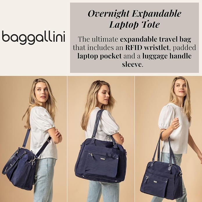 Baggallini Overnight Expandable Laptop Tote with RFID Phone Wristlet - Image 3
