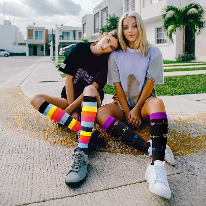 3 Pairs Compression Socks for Women Men 20-30mmhg Knee High Stocking for Sports Running Travel Nurses - Image 4