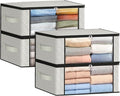35L Closet Organizers, Foldable Under Bed Storage Containers | Storage Bags with Zippers,Window and Handles for Organizing Bedroom, Closet, Clothing,Organization with Handle by Fabtotes