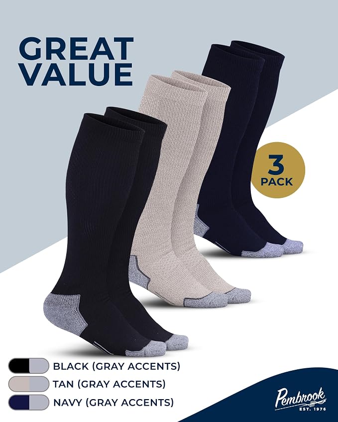 Pembrook® Light Compression Socks for Men & Women - 3 Pairs | 8-15 mmhg Compression Dress Socks for Men | Support Socks - Image 5