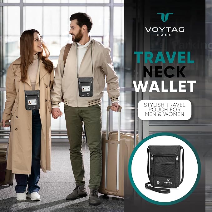 Ultra-Slim Comfort Neck Wallet & Passport Holder - RFID-Protected, Stylish Travel Pouch for Men & Women (Black) - Image 2
