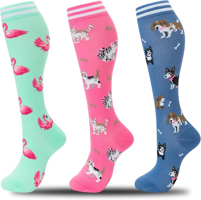 fenglaoda Compression Socks for Women Men 3 Pairs Graduated Compression Support Circulation Socks for Nurses by fenglaoda