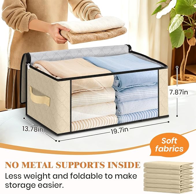 35L Closet Organizers, Foldable Under Bed Storage Containers | Storage Bags with Zippers,Window and Handles for Organizing Bedroom, Closet, Clothing,Organization with Handle - Image 2