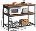 VASAGLE Kitchen Island with 3 Shelves, Storage Cabinet, Steel Structure | Kitchen Shelf with Large Wooden Worktop, 47.2 Inches Width, Rustic Brown and Matte Black, BARNET Collection UKKI101K01 by Unknown
