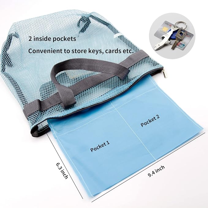 Mesh Shower Caddy Bag Portable Hanging Toiletry and Bath Organizer with Zipper for Travel, Gym, Camping, College Dorms, Beach - Image 6