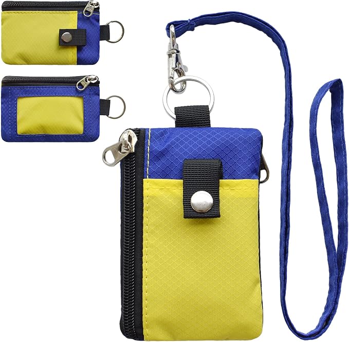 CHENSPRX Minimalist RFID Blocking Small Wallet with ID Window,WaterResistant Zip Id Case Wallet with Lanyard Keychain for Cards,Cash,Travel,Women,Men by CHENSPRX