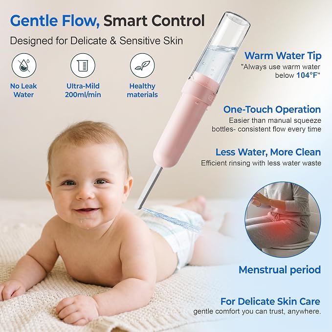 Portable Bidet for Travel | Bathroom - Rechargeable Electric Bidet Sprayer with 3 Pressure | Waterproof for Ultimate Personal Hygiene Cleaning at Home Office and Camping - Image 7