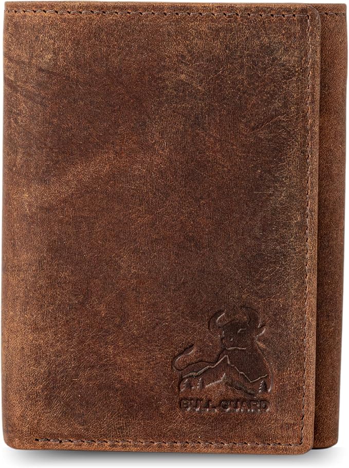 BULL GUARD Leather Trifold Wallets For Men with ID and RFID Blocking Great For Work, Sports, Outdoors by BullGuard
