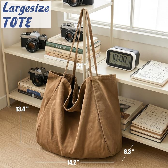 Canvas Tote Bag for Women Large Hobo Shoulder Bag for Work Travel Casual Message Bag Tote Purse handbags - Image 3