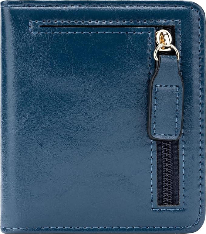 Gostwo Small Wallet for Women, Slim Bifold Credit Card Holder, Compact RFID Blocking Cash Wallet, Billfolds Thin Leather Zipper Pocket, Mini Wallet Gift for Ladies Teen Girls Travel with ID Window by Gostwo