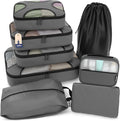 Shacke 8 Set Packing Cubes for Travel, Shoe & Toiletry Bags (Dark Grey) | Complete Suitcase Organizer Bags Set: 4 Luggage Packing Cubes + Laundry, Shoe, Toiletry & Accessories Bags for Any Trip by Shacke