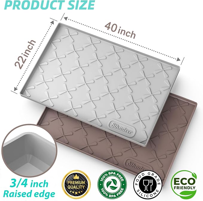 Waterproof Under Sink Mat 40" x 22" Silicone Mat Cabinet Protector | Heavy Duty Deep Drip Tray, Extra Thick Non Slip Liner for Kitchen & Bathroom, Pets, Organizer, Storage, Boots, Home Essential - Image 3