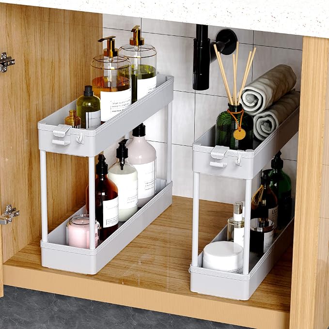 SPACEKEEPER Slim Rolling Storage Cart 4 Tier Bathroom Organizer Mobile Shelving Unit Storage Rolling Utility Cart Tower Rack for Kitchen Bathroom Laundry Narrow Places, Gray | Narrow Rolling Cart with Wheels for Kitchen Office Bathroom Laundry Room,Mob... - Image 3