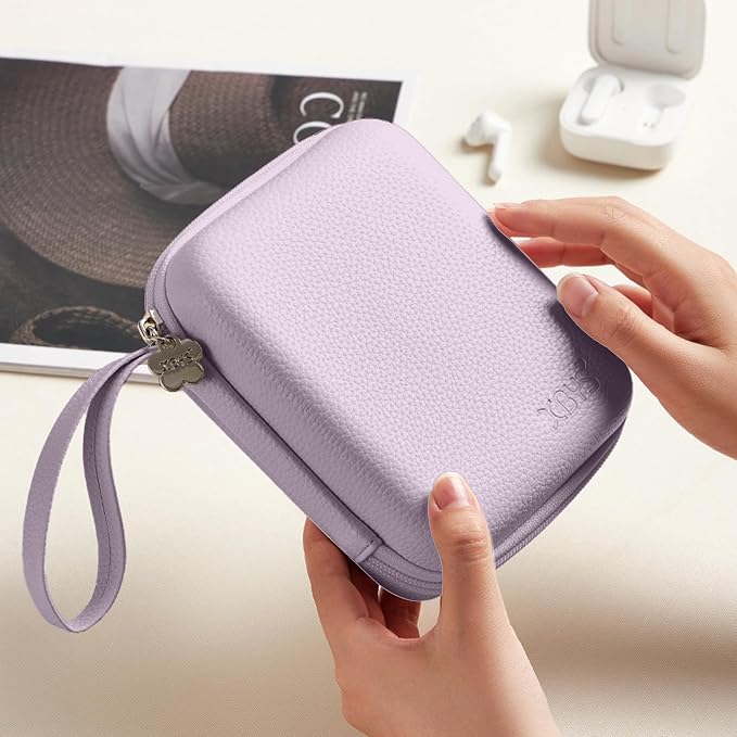 Portable Charger Case, Tech Pouch Travel Organizer, L, Purple | Hard Shell Electronic Storage for MacBook Power Adapter, Magic Mouse, Charging Cords, Power Bank Laptop Accessories - Image 6
