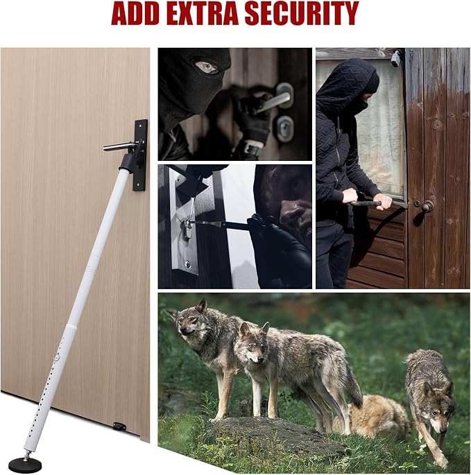 2 Pack Door Security Bar, Heavy Duty Metal Door Brace for Front, Hinged & Sliding Patio Doors, Windows, 24.5"-50.7" Adjustable Door Stopper with Large Anti-Slip Base for Home, Hotel, Dorm & Travel - Image 9