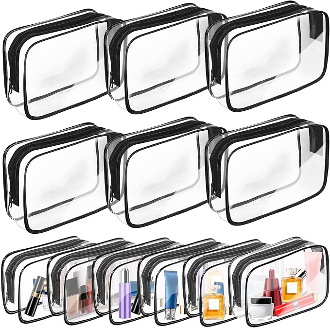 AURUZA Clear Makeup Bag,Portable Travel Toiletry Bags with Zipper, TSA Approved Clear Organizer Bags, PVC Cosmetic Pouch for Airport Airline Compliant by AURUZA