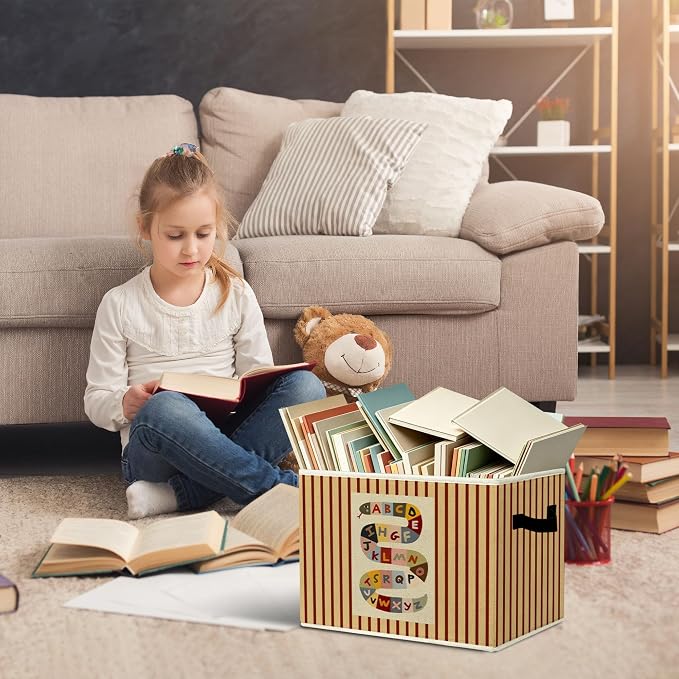 Rustic Alphabet Snake Storage Bins Boxes with Handles | toys books clothes, colorful abc nursery foldable basket for organizing bedroom toddler room playroom - Image 5