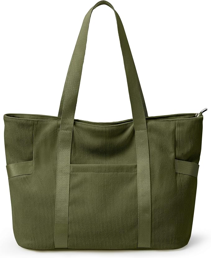 Tote Bag for Women, Casual Hobo Handbags with Compartments | Water Repellent Corduroy Large Capacity Fits 15.6" Laptop Zipper Closure for Travel Work School by Unknown