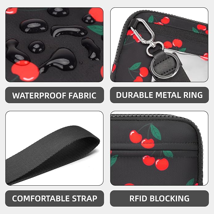 FODOKO Wristlet wallets for Women RFID crossbody bags with 4 Zippers | Checkered quilted nylon with credit card slots, cell phone organizer, and coin purse for travel and everyday carry - Image 5